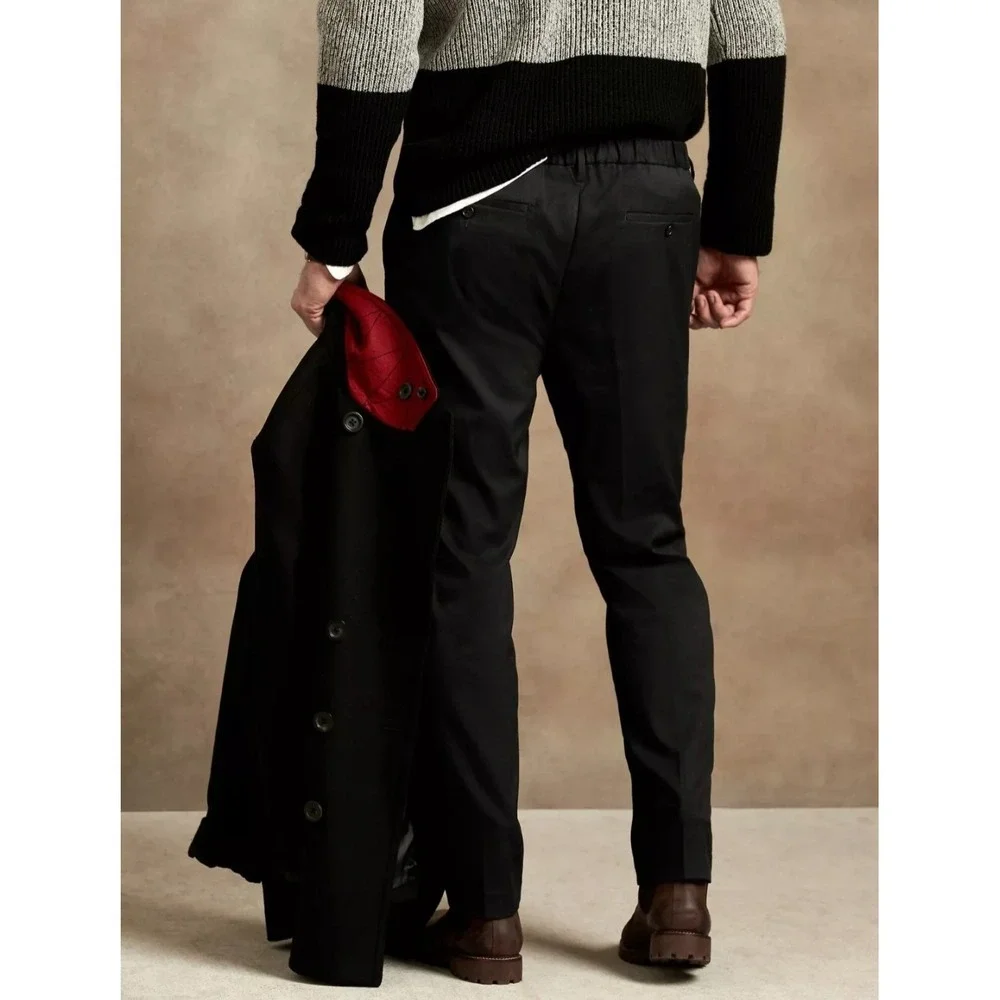 New Mens Banana Republic‎ Pants Size 33 Navy Trousers Drawstring Waist Black